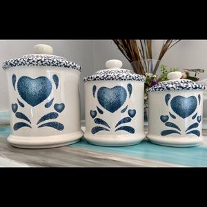 Vintage House of Lloyd blue heart canister set